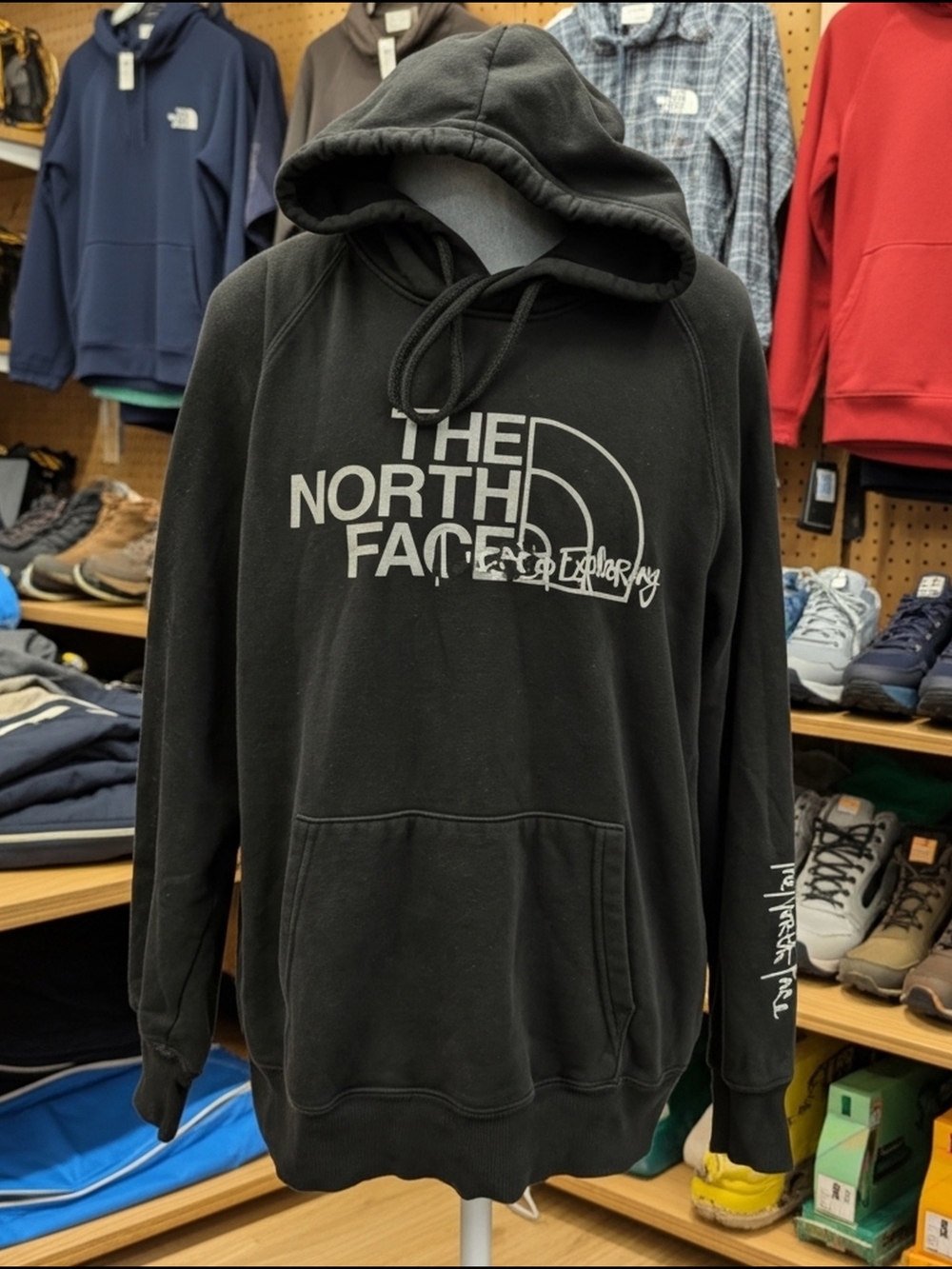 The North Face Black Fleece Pullover Hoodie Women's M Graphic Print Hooded